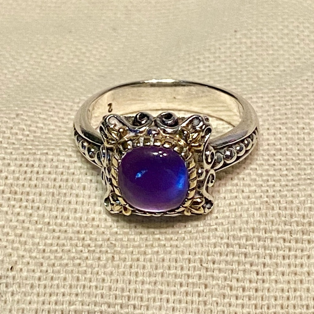 Konstantino Sterling Silver and 18K Gold Amethyst Cabochon Ring